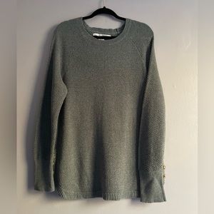 Sage Green Knit 3 Button Side Slit Sweater